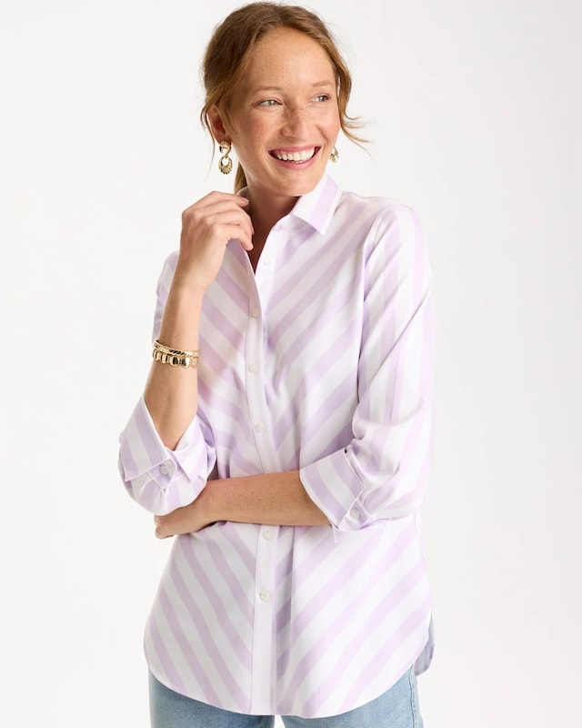 No Iron Stretch Striped Shirt